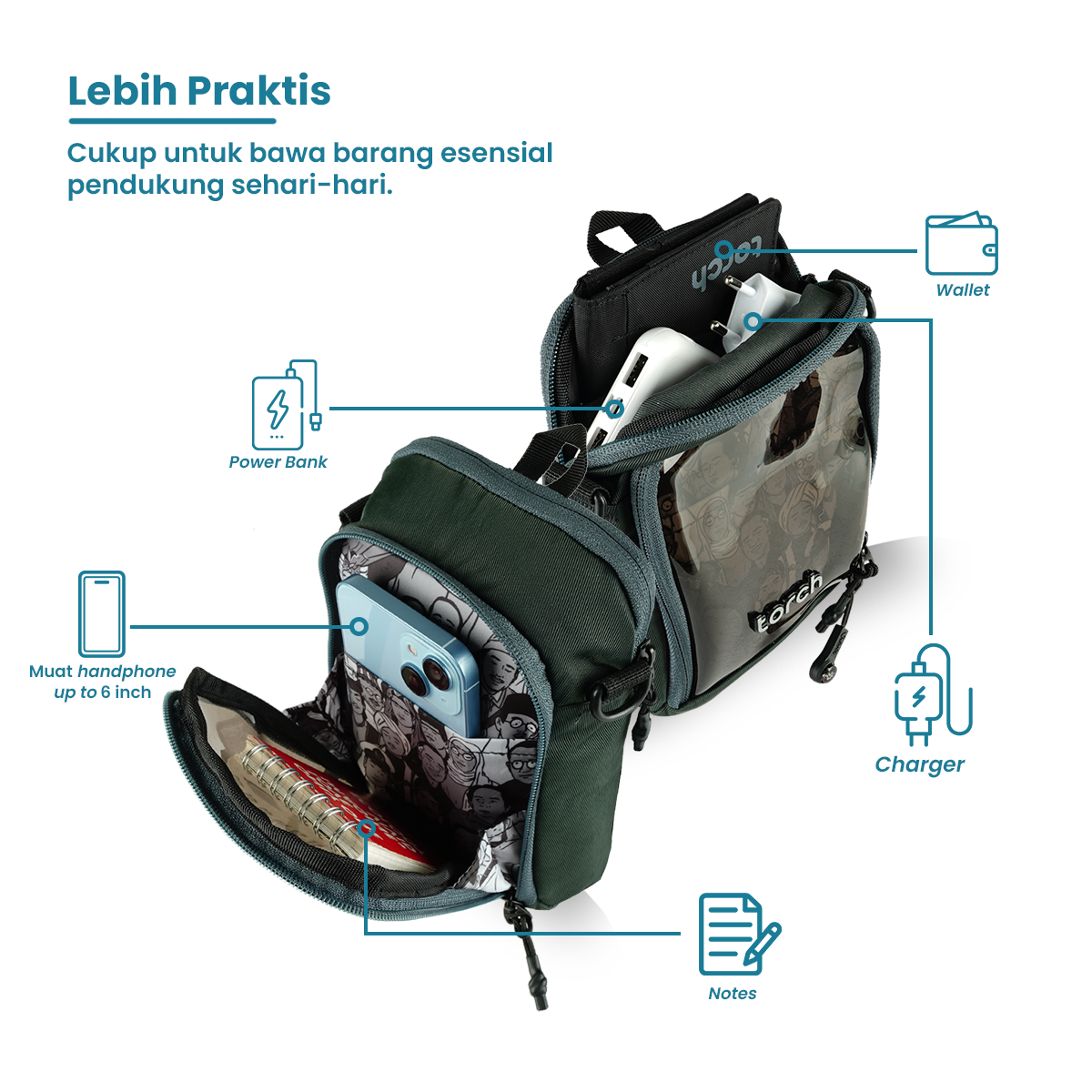 Juang Tas Selempang Daily Torch 1L