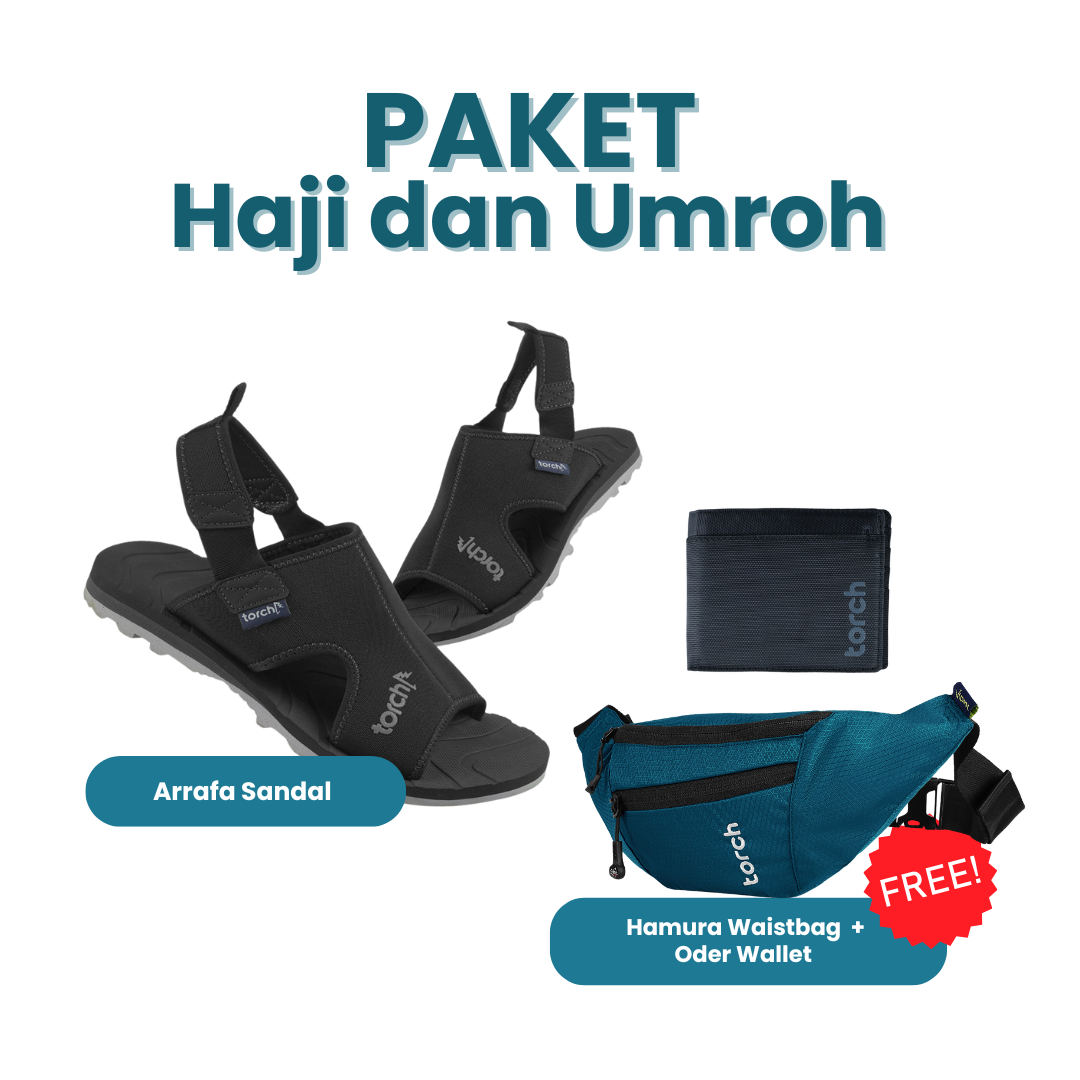Paket Haji dan Umroh - Arrafa Sandal Gratis Hamura Waistbag  + Oder Wallet Black