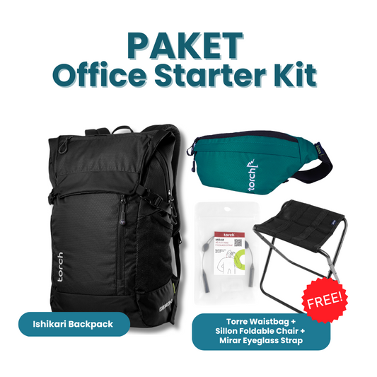 Paket Office Starter Kit - Ishikari Backpack Gratis Torre Waistbag + Sillon Foldable Chair + Mirar Eyeglass Strap