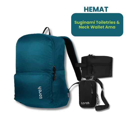Paket Hemat - Laudio Backpack + Toiletries dan Neck Wallet