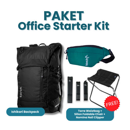 Paket Office Starter Kit - Ishikari Backpack Gratis Torre Waistbag + Sillon Foldable Chair +  Nomina Nail Clipper