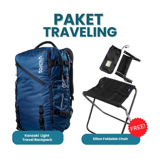 Paket Traveling - Kanzaki Light Travel Backpack Gratis Sillon Foldable Chair