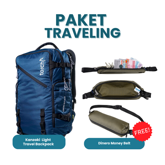 Paket Traveling - Kanzaki Light Travel Backpack Gratis Dinero Money Belt