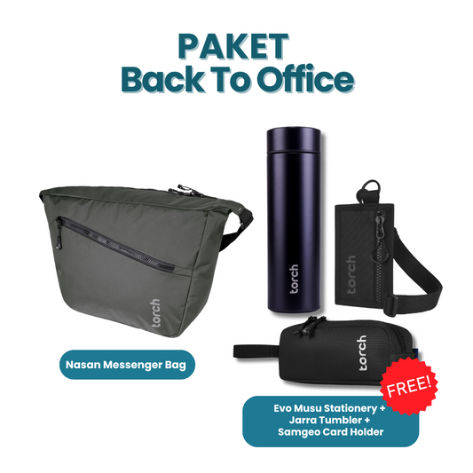 Paket Back To Office - Nasan Messenger Bag Gratis Evo Musu Stationery + Jarra Tumbler + Samgeo Card Holder