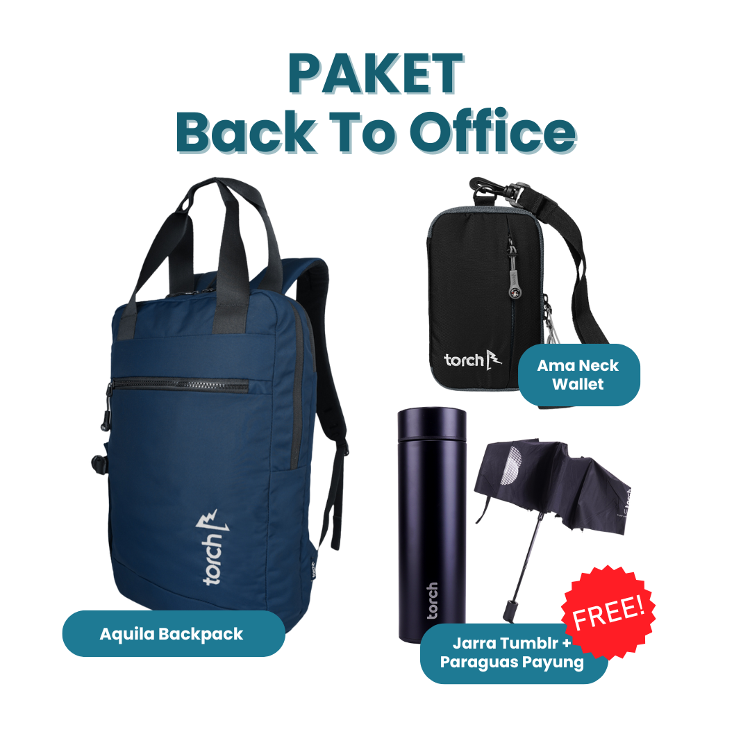 Paket Back To Office - Aquila Backpack + Ama Neck Wallet Gratis Jarra Tumber + Paraguas Payung