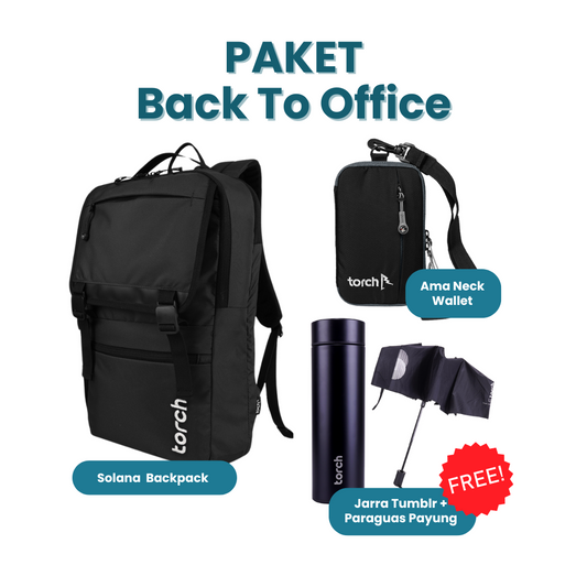 Paket Back To Office - Solana  Backpack + Ama Neck Wallet Gratis Jarra Tumber + Paraguas Payung