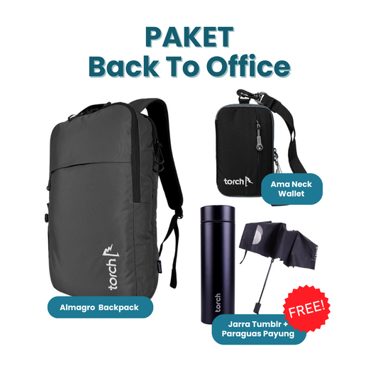 Paket Back To Office - Almagro  Backpack + Ama Neck Wallet Gratis Jarra Tumber + Paraguas Payung