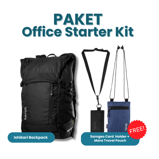 Paket Office Starter Kit - Ishikari Backpack Gratis Samgeo Card  Holder +  Mara Travel Pouch