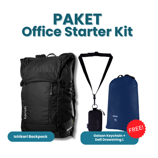 Paket Office Starter Kit - Ishikari Backpack Gratis Galsan Keychain + Dafi Drawstring L