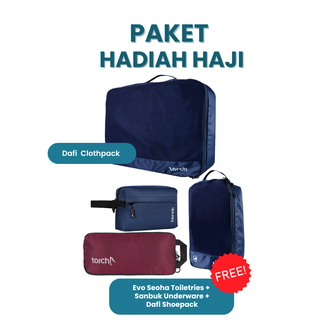 Paket Hadiah Haji - Dafi Clothpack L + Dafi Shoepack + Seoha Toiletries + Sanbuk Underware Beet Red