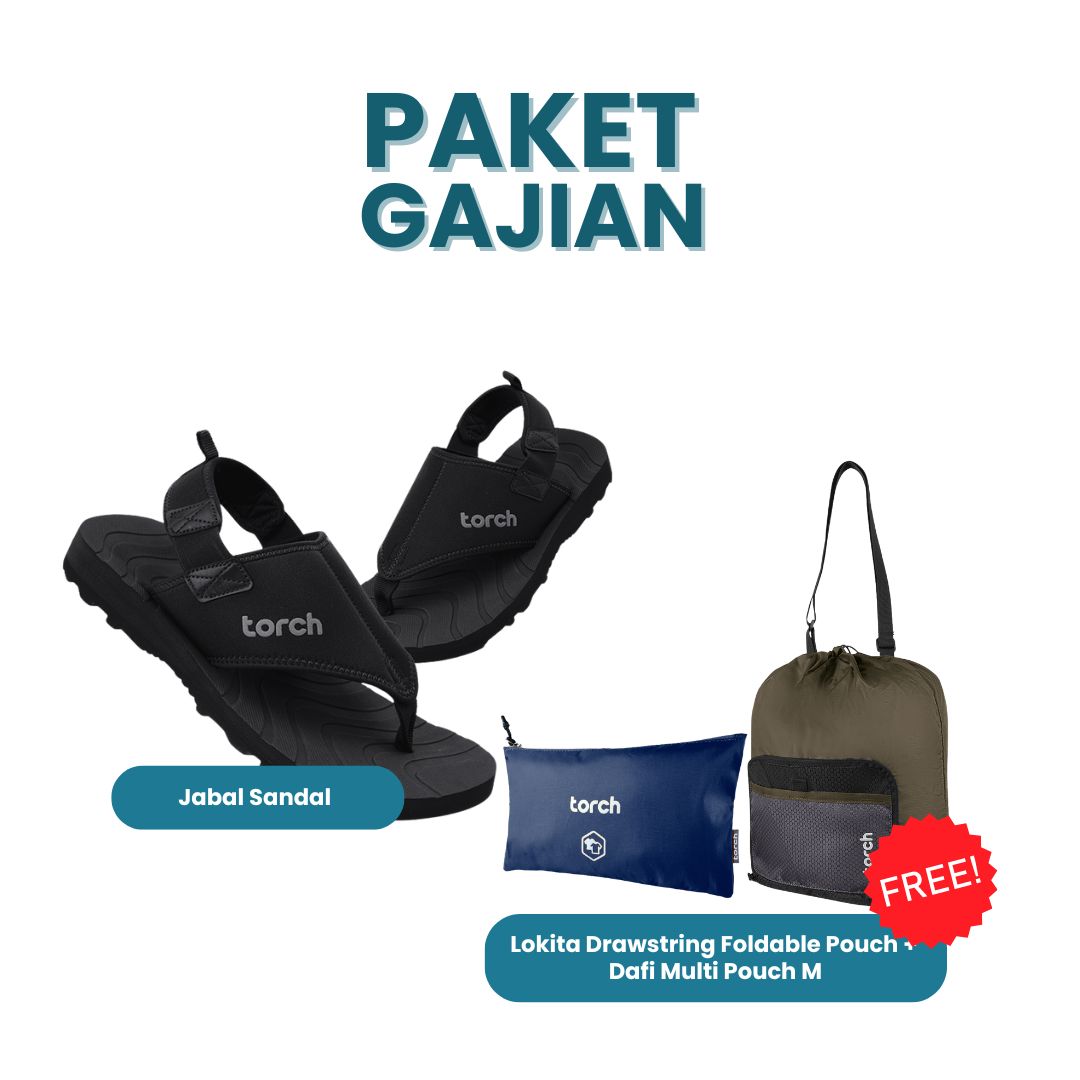 Paket Gajian - Jabal Sandal Gratis Lokita Drawstring Foldable Pouch Olive Black + Dafi Multi Pouch M