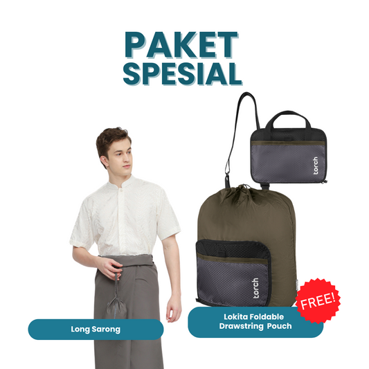 Paket Spesial - Long Sarong Gratis Lokita Foldable Drawstring  Pouch