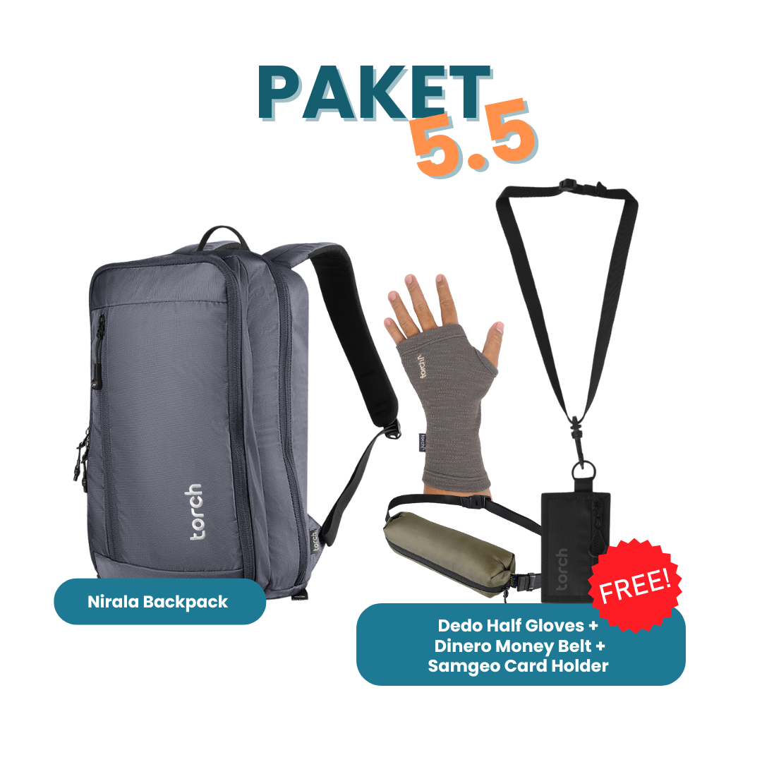 Paket 5.5 - Nirala Backpack Gratis Dedo Half Gloves + Samgeo Card Holder + Dinero Money Belt