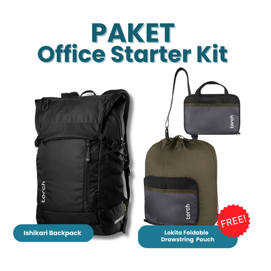 Paket Office Starter Kit - Ishikari Backpack Gratis Lokita Foldable Drawstring Pouch