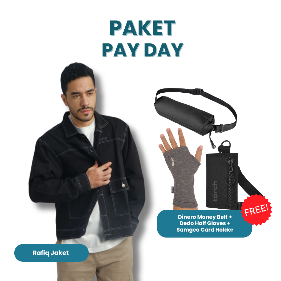 Paket Pay Day -  Rafiq Jaket Gratis Samgeo Card Holder + Dedo Half Gloves + Dinero Money Belt