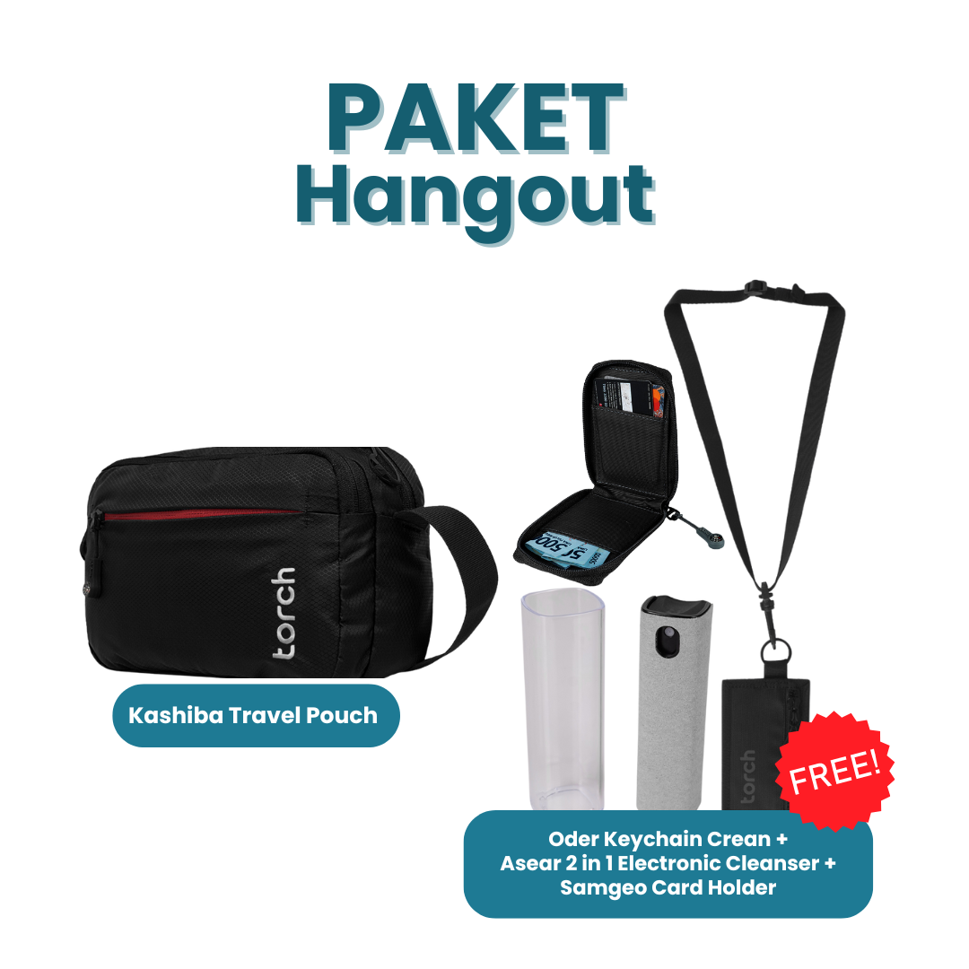 Paket Hangout - Kashiba Travel Pouch Gratis Oder Keychain Crean + Asear 2 in 1 Electronic Cleanser + Samgeo Card Holder