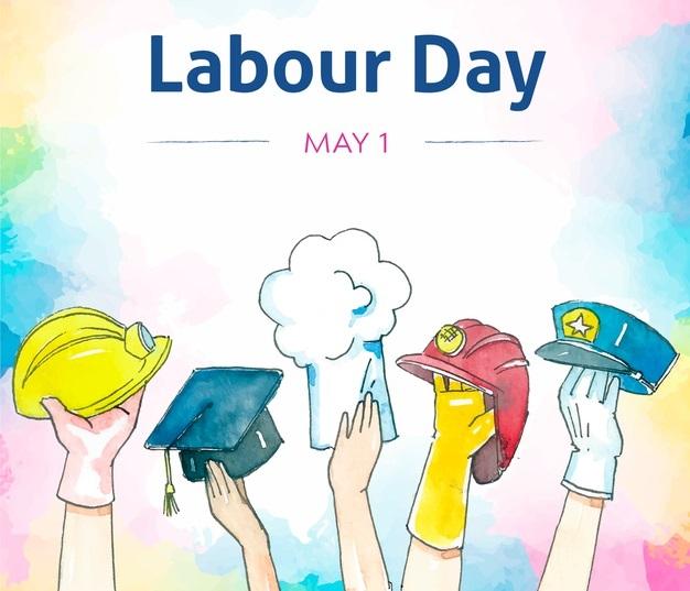 Memperingati Hari Buruh Internasional (Sumber: https://www.freepik.com/free-vector/watercolor-labor-day-background_4122234.htm)