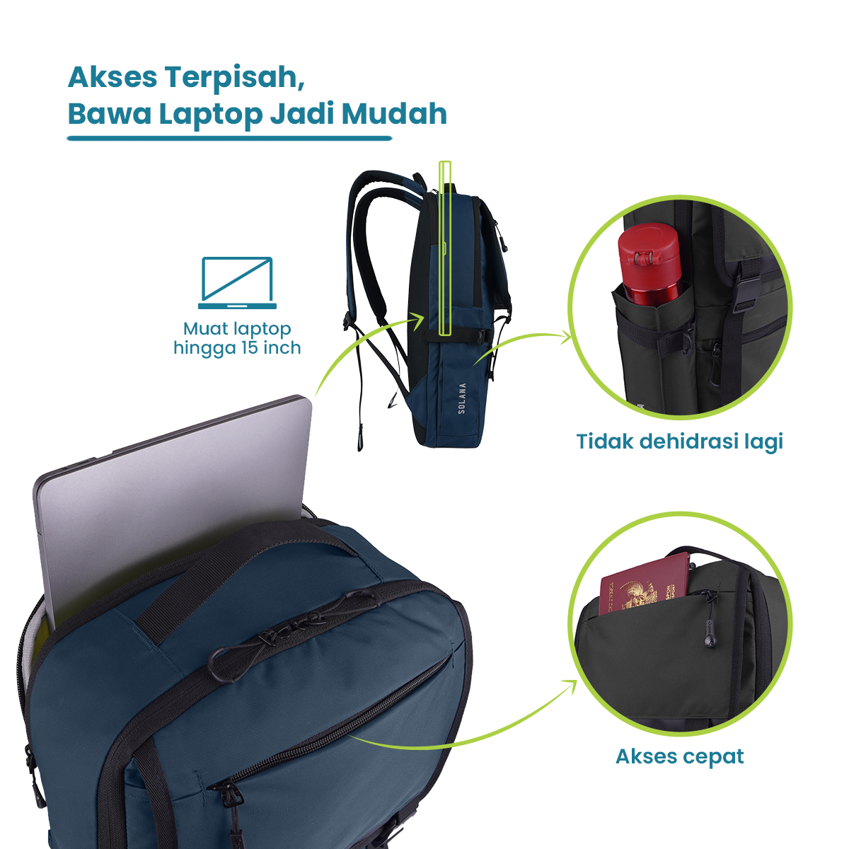 Solana Tas Ransel kantor Torch 19L Hitam