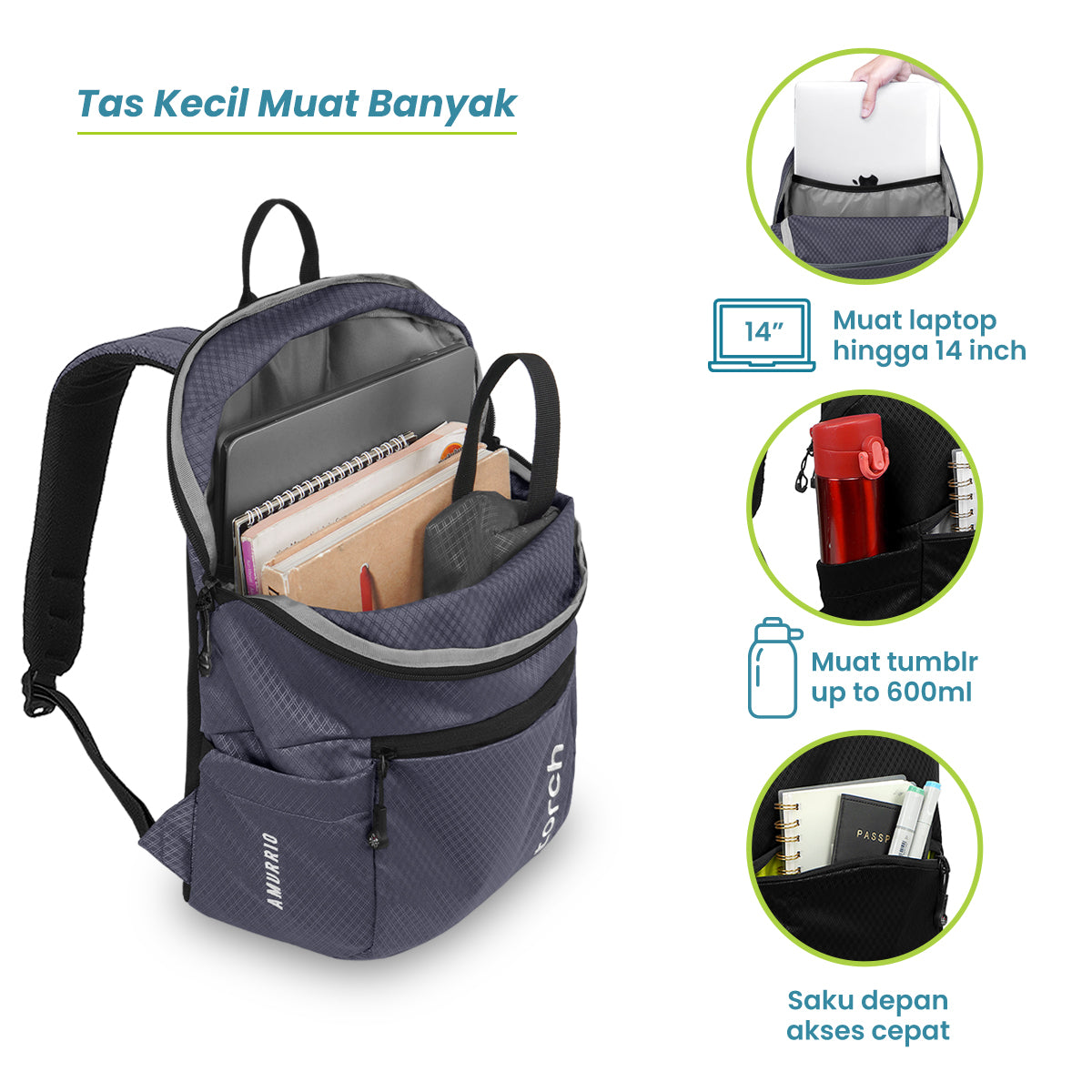Amurio Tas Ransel Sekolah Torch 19L