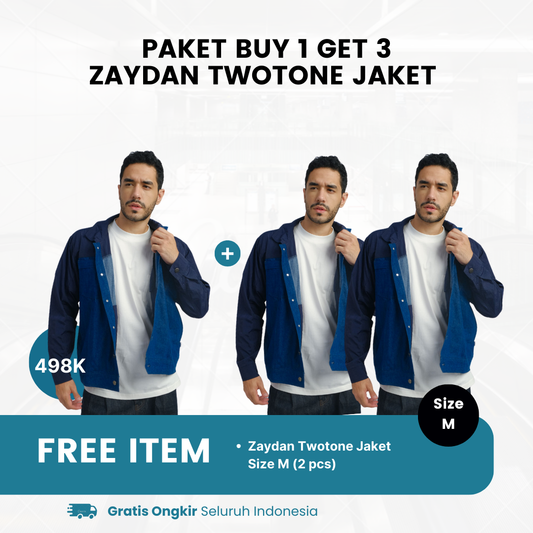 Paket Buy 1 Get 3 - Zaydan Twotone Overshirt M