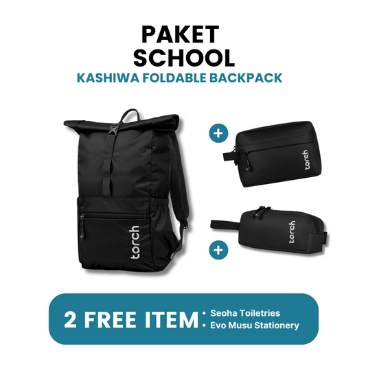 Paket School - Kashiwa Foldable Backpack Gratis Evo Seoha Toiletries + Evo Musu Stationery