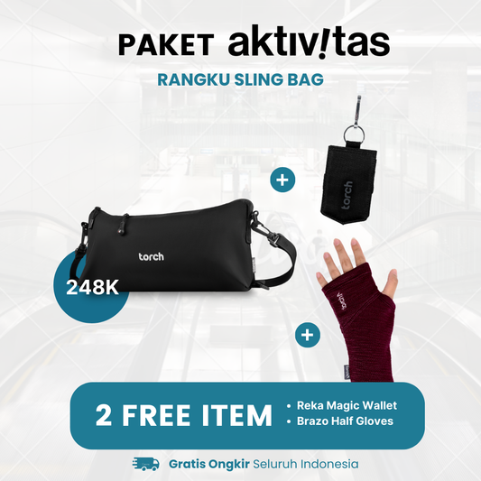 Paket Aktivitas - Rangku Sling Bag Gratis Brazo Half Gloves + Reka Magic Wallet