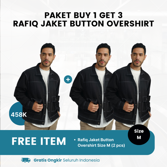 Paket Buy 1 Get 3 - Rafiq Jaket Button Overshirt M