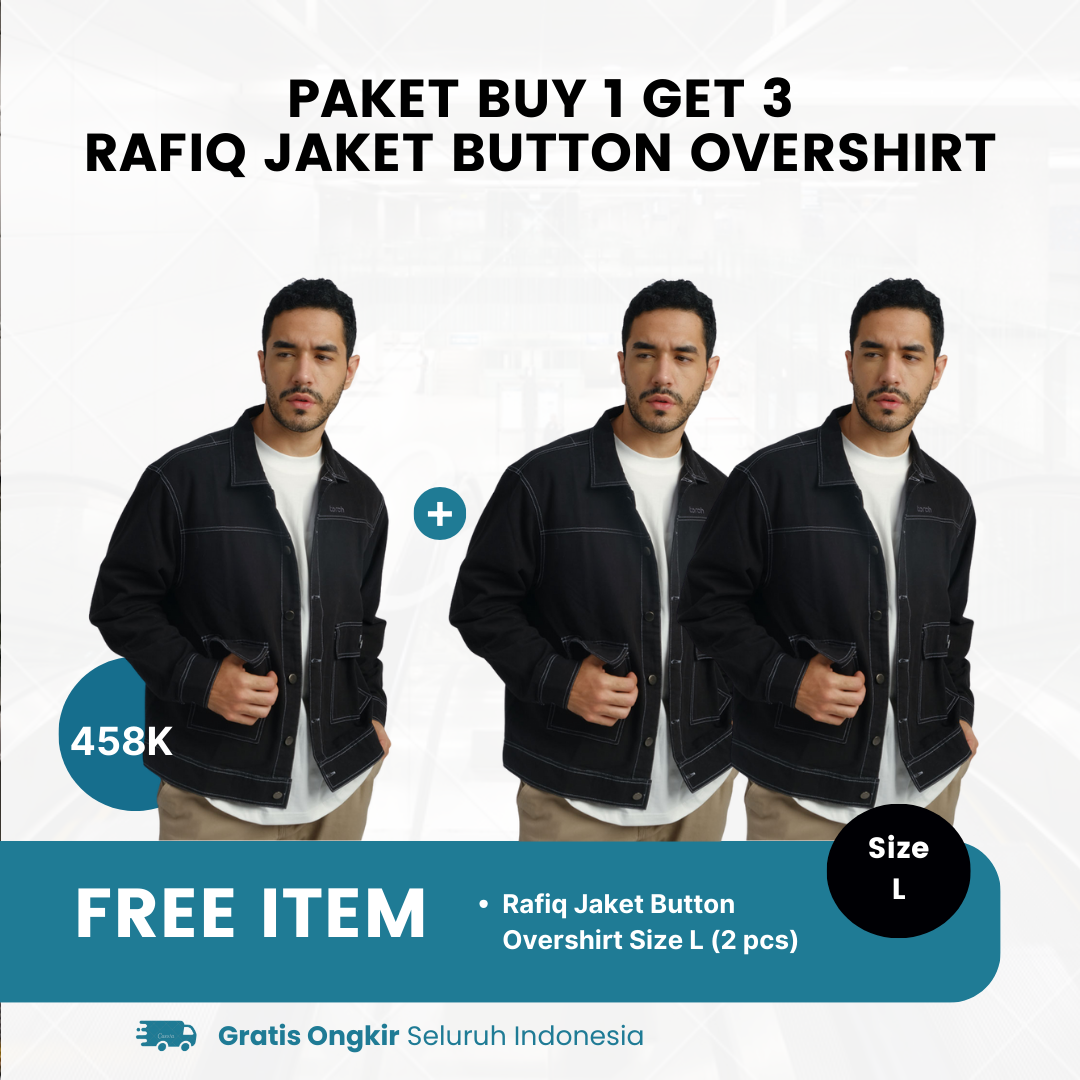 Paket Buy 1 Get 3 - Rafiq Jaket Button Overshirt L