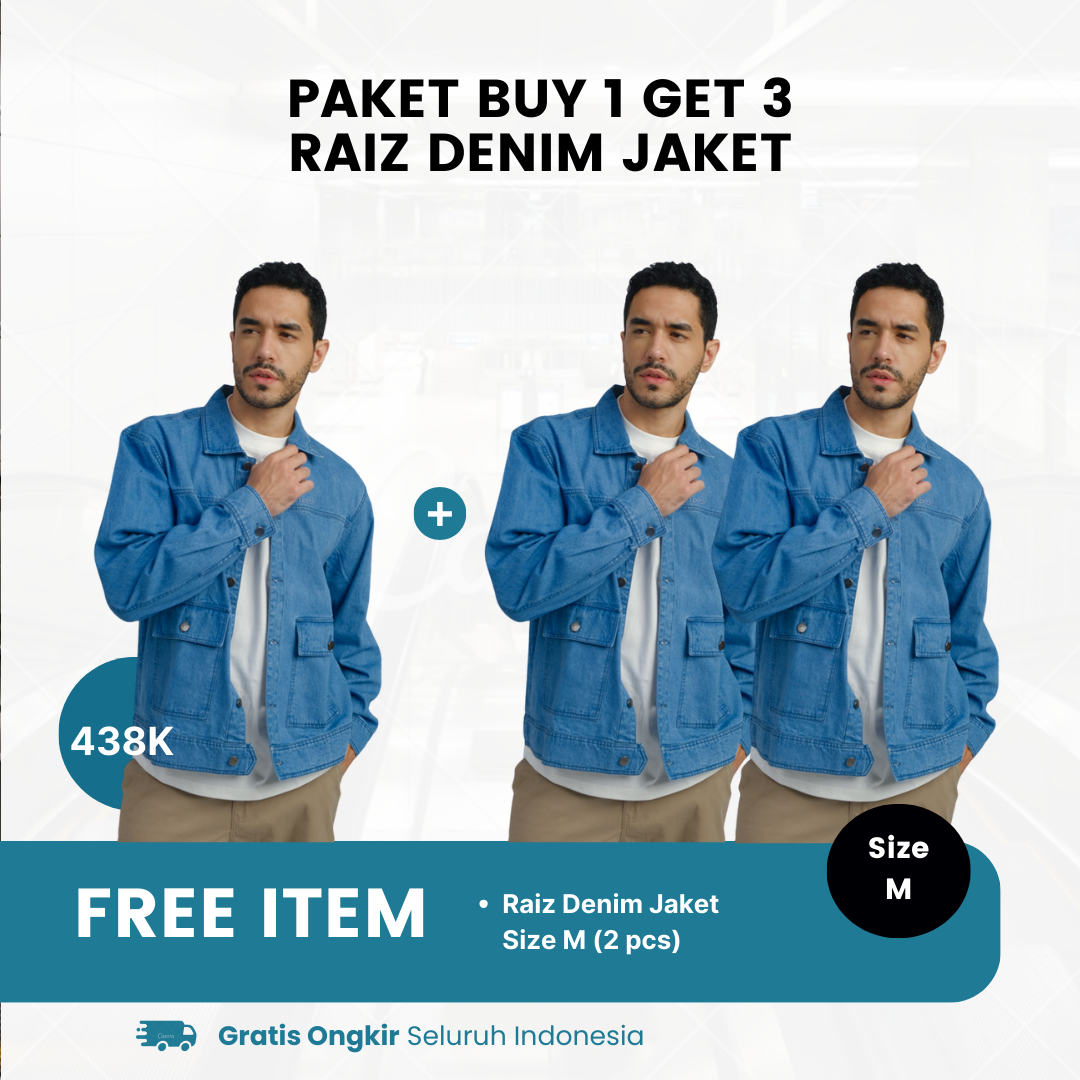 Paket Buy 1 Get 3 - Raiz Button Denim Overshirt M