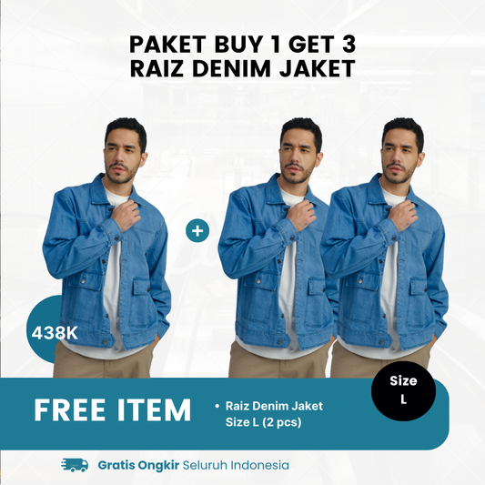 Paket Buy 1 Get 3 - Raiz Button Denim Overshirt L