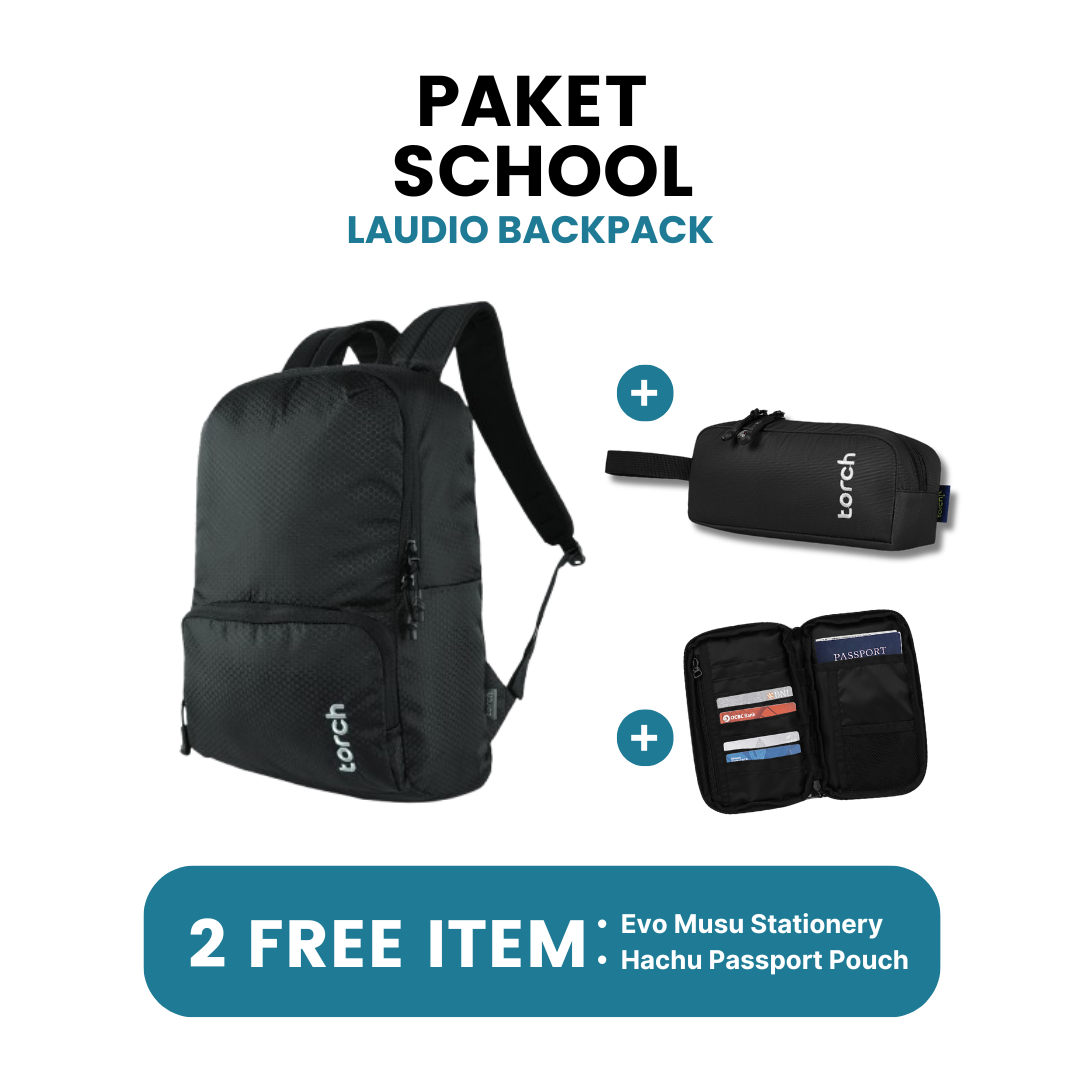 Paket School - Neo Laudio Backpack Gratis Evo Musu Stationery + Hachu Passport Pouch