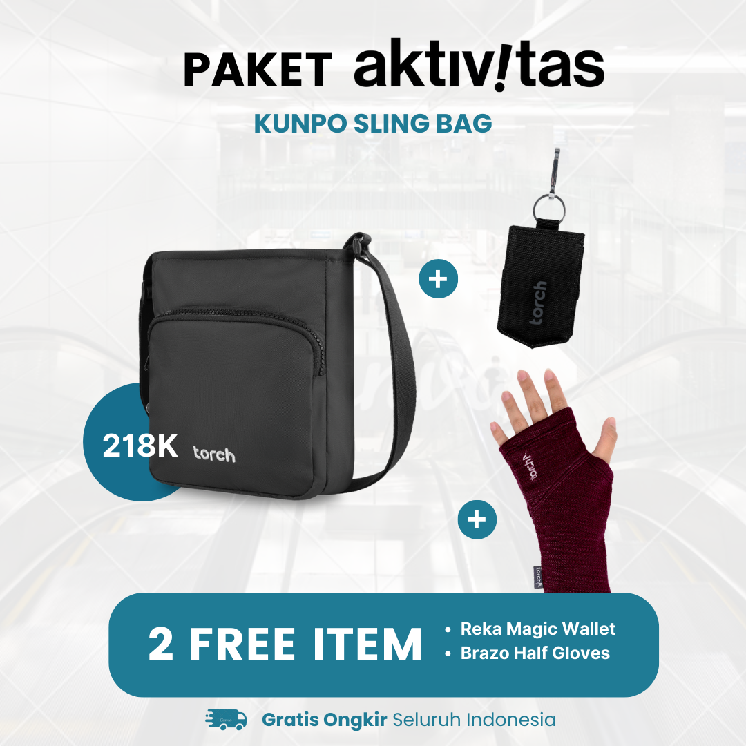 Paket Aktivitas - Kunpo Sling Bag Gratis Brazo Half Gloves + Reka Magic Wallet