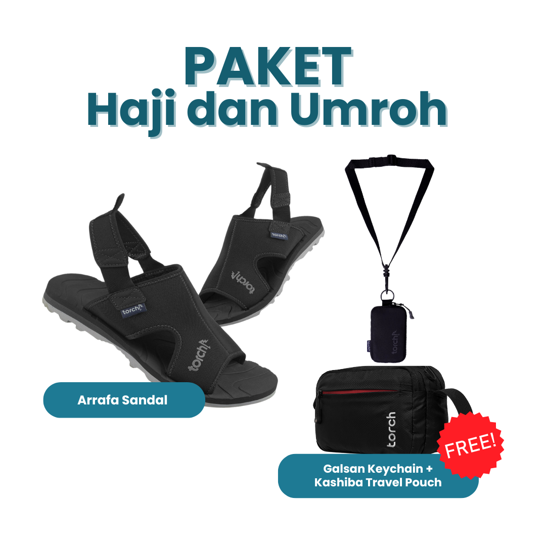 Paket Haji dan Umroh - Arrafa Sandal Gratis Galsan Keychain + Kashiba Travel Pouch