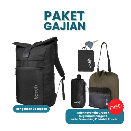 Paket Gajian - Hongcheon Backpack Gratis Oder Keychain Crean + Suginami Charger + Lokita Drawstring Foldable Pouch