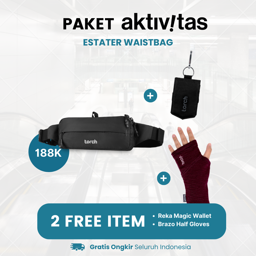 Paket Aktivitas - Estater Waistbag Gratis Brazo Half Gloves + Reka Magic Wallet