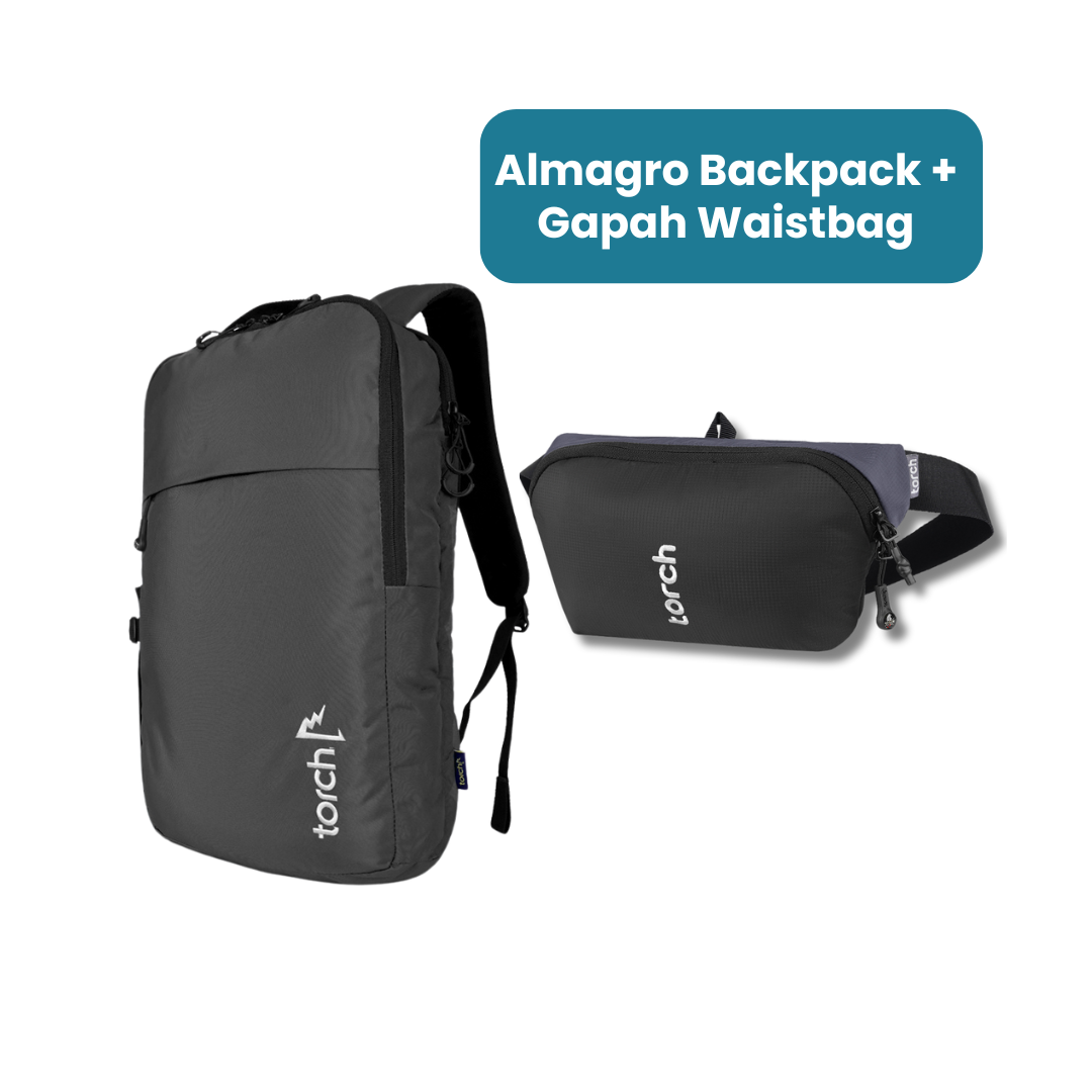 THR - Almagro Backpack + Gapah Waistbag Gratis Jarra Tumber + Paraguas Payung