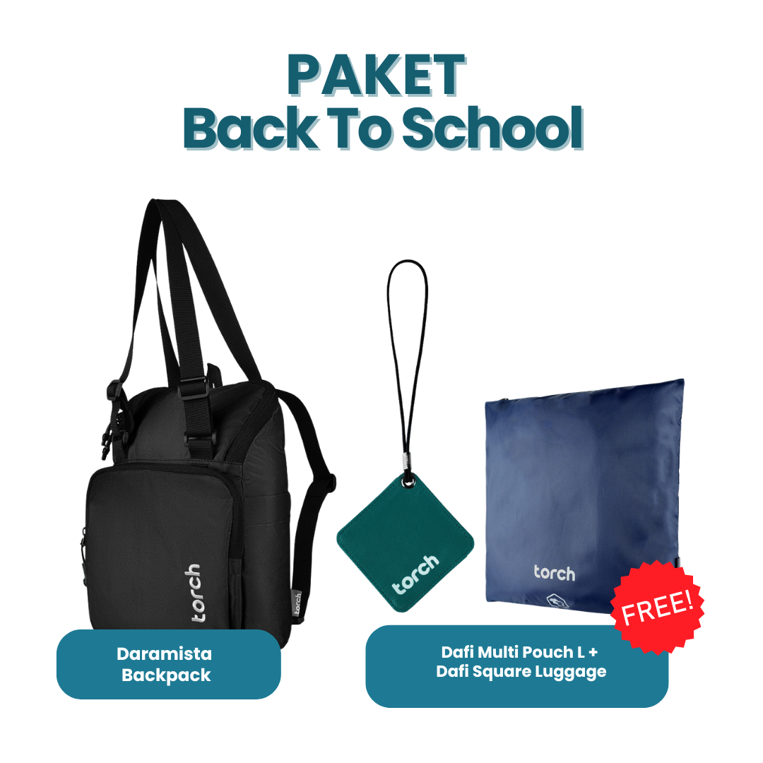 Paket Back To School - Daramista Backpack Gratis Dafi Multi Pouch L +  Dafi Square Luggage