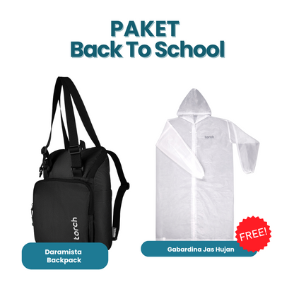 Paket Back To School - Daramista Backpack Gratis Gabardina Jas Hujan