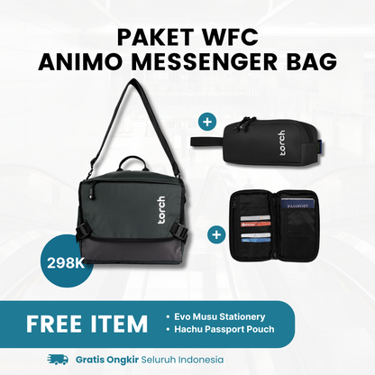 Paket WFC - Animo Messenger Bag Gratis Evo Musu Stationery + Hachu Passport Pouch