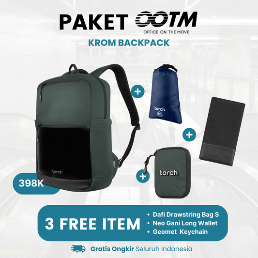 Paket Office On The Move - Krom Backpack Gratis Geomet Keychain + Neo Gani Long Wallet + Dafi Drawstring Bag S