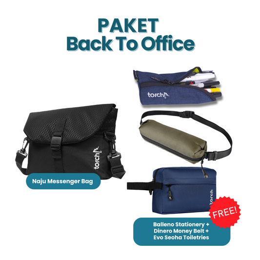 Paket Back To Office - Naju Messenger Bag + Balleno Stationery +  Dinero Money Belt Olive +  Evo Seoha Toiletries