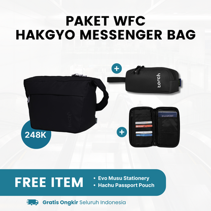 Paket WFC - Hakgyo Messenger Bag Gratis Evo Musu Stationery + Hachu Passport Pouch