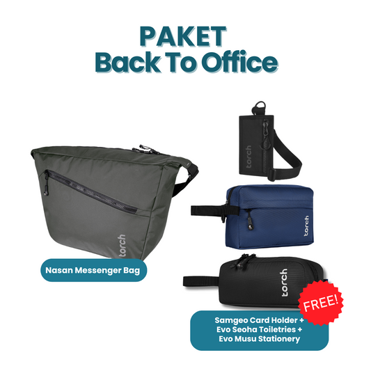 Paket Back To Office - Nasan Messenger Bag + Samgeo Card Holder + Evo Seoha Toiletries + Evo Musu Stationery