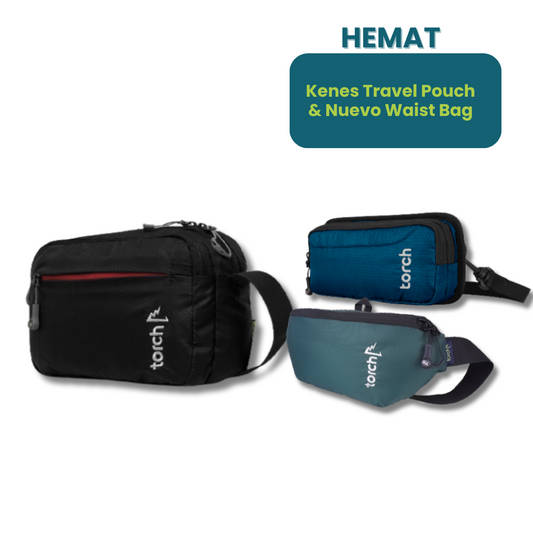 Paket Hemat - Kashiba Travel Pouch + Kenes & Nuevo Waist Bag
