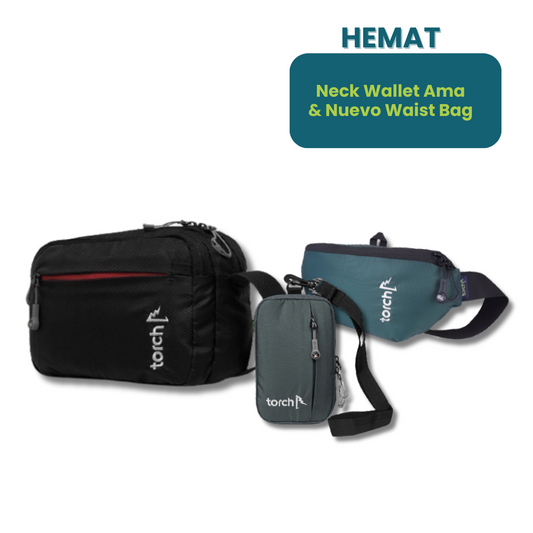 Paket Hemat - Kashiba Travel Pouch + Nuevo Waist Bag & Neck Wallet