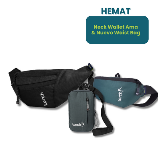 Paket Hemat - Hamura Waist Bag + Nuevo & Neck Wallet
