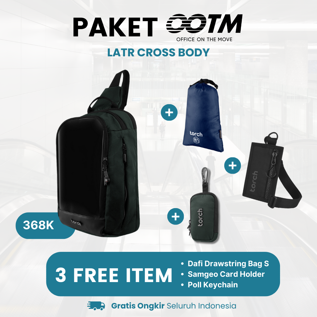 Paket Office On The Move - Latr Cross Body Gratis Poll Keychain + Samgeo Card Holder + Dafi Drawstring Bag S