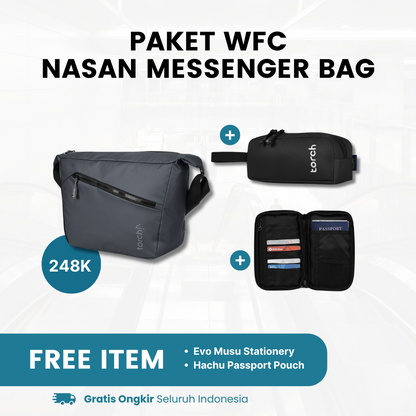 Paket WFC - Nasan Messenger Bag Gratis Evo Musu Stationery + Hachu Passport Pouch