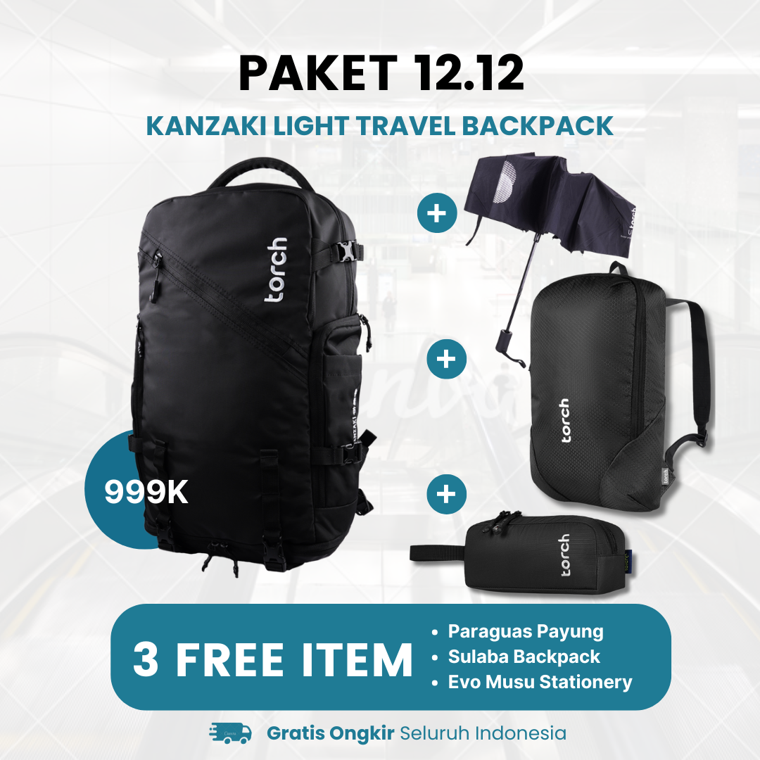 Paket 12.12 - Kanzaki Light Travel Backpack Gratis Sulaba Backpack + Paraguas Payung + Evo Musu Stationery