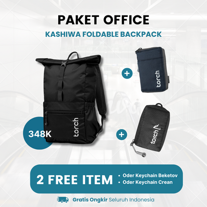 Paket Office - Kashiwa Foldable Backpack Gratis Oder Keychain Beketov + Oder Keychain Crean